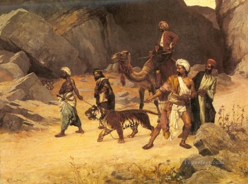 The Tiger Hunt Arabian painter Rudolf Ernst Oil Paintings